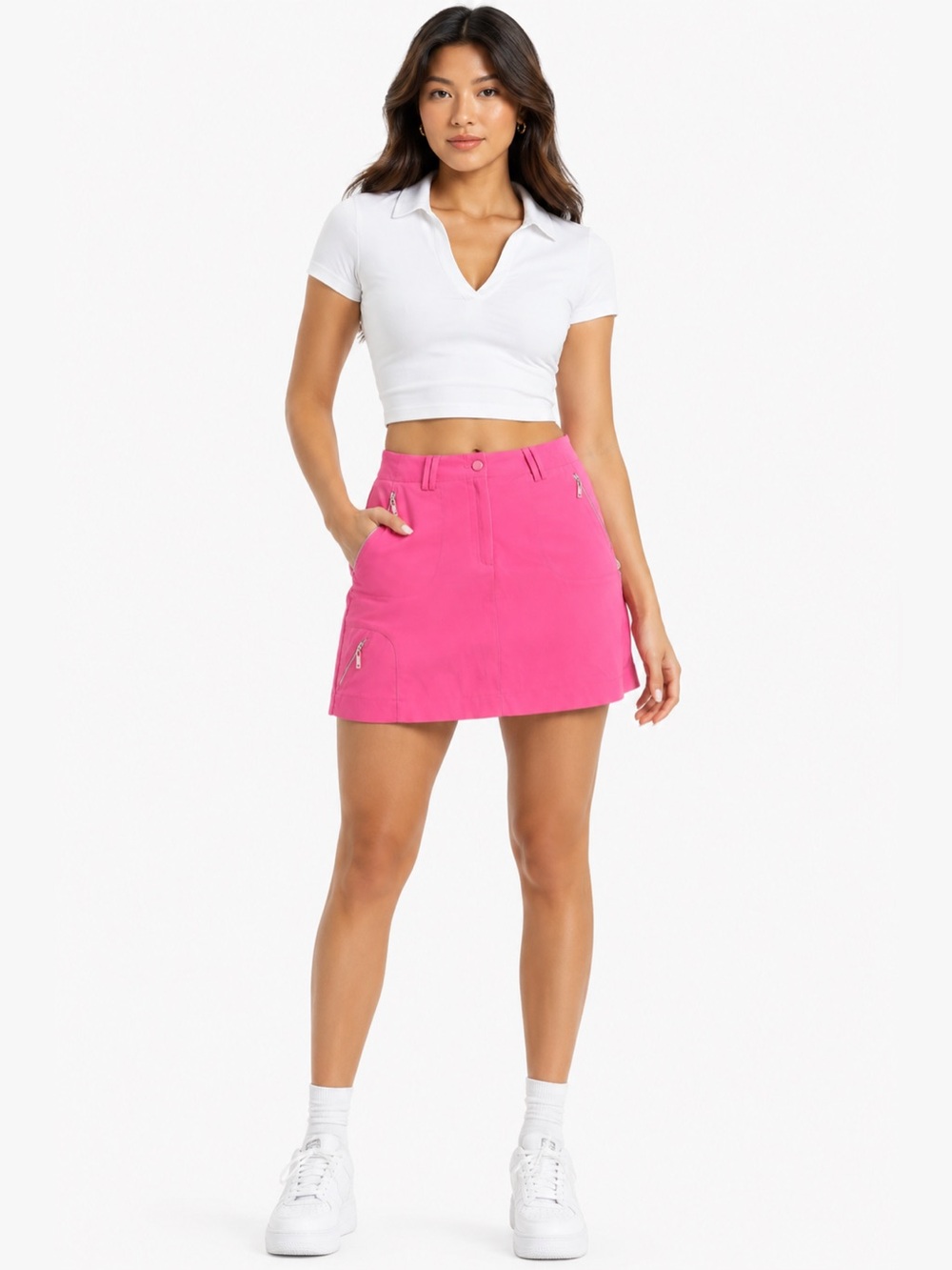 Y2K Vintage DKNY Golf Skort Preppy Mini Skirt (Hot Pink) Size 6